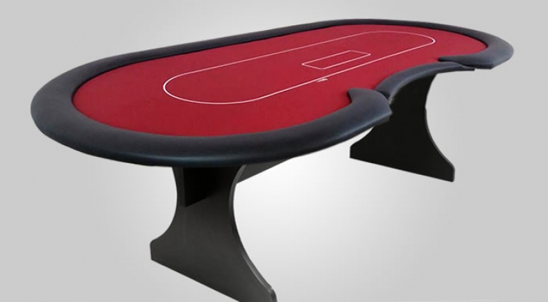 Mesa de Poker Oval com Feltro Vinho e Coluna Clássica - Pro10